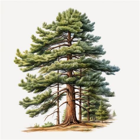 Premium AI Image | Realistic Pine Tree Pencil Drawing With Highly ...