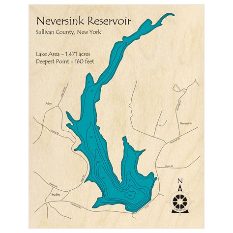 Neversink Reservoir 3D Custom Wood Map – Lake Art LLC