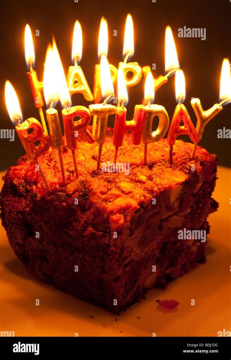 Birthday Cake with Candles Stock Photo - Alamy