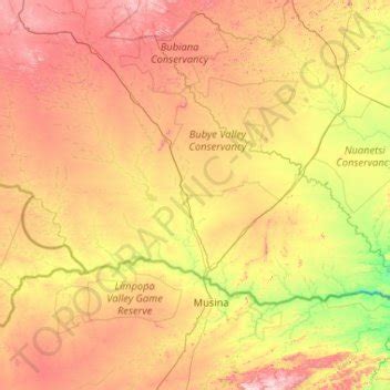 Beitbridge topographic map, elevation, relief