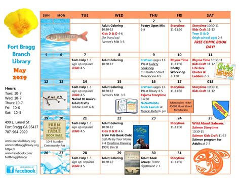 2019 May Calendar of Events - Fort Bragg Library