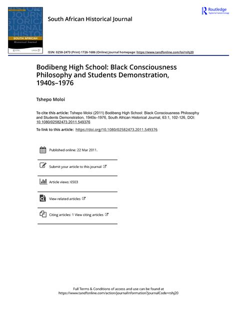 Bodibeng High School Black Consciousness Philosophy and Students Demonstration 1940s 1976 ...