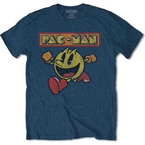 Pac Man Eighties Poster Official Pacman Namco Arcade Game Blue Mens T ...