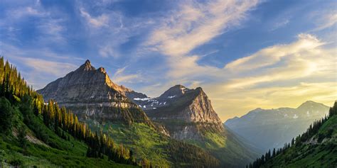 Panoramic sunset at Glacier Natl Park Fine Art Photo Print | Photos by ...