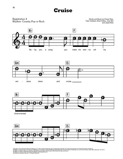 Cruise by Florida Georgia Line Sheet Music for E-Z Play Today at Sheet Music Direct