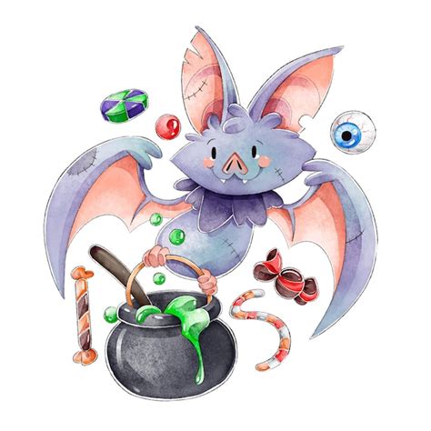 Free Vector | Watercolor halloween bat concept