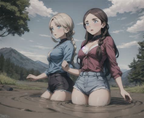 2 girls quicksand 3 by stuckinmud on DeviantArt