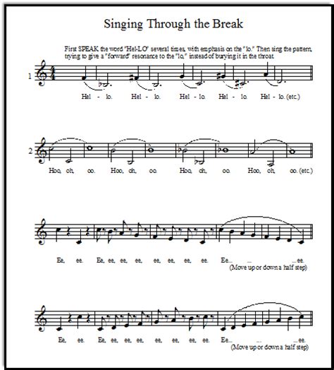 Vocal Warm-Up Exercises for Bridging Head to Chest Voice