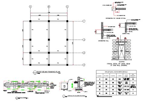 Roof beam framing plan layout file - Cadbull