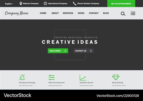 Ui design website template for business Royalty Free Vector