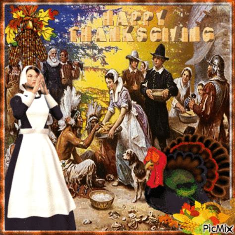 Native American & Pilgrims - Happy Thanksgiving Gif Image Pictures, Photos, and Images for ...