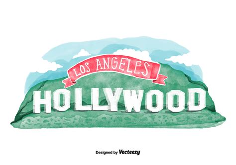 Free Hollywood Sign Watercolor Vector - Download Free Vector Art, Stock Graphics & Images