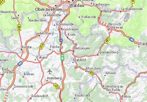 Kaart MICHELIN Melsungen - plattegrond Melsungen - ViaMichelin