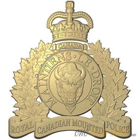 Royal Canadian Mounted Police Badge 3D Relief Model - CNC Clipart