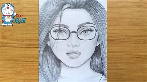 How to draw a Girl face with Glasses for beginners - step by step || Face drawing || Pencil ...