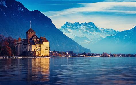 HD wallpaper: Vevey Switzerland On Lake Geneva Wallpaper Hd, mountain ...