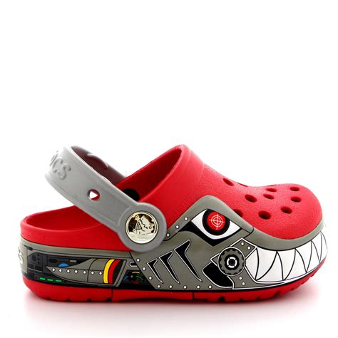 Kids Boys Crocs Crocslights Robo Shark Light Up Clogs Mules Sandals All Sizes | eBay