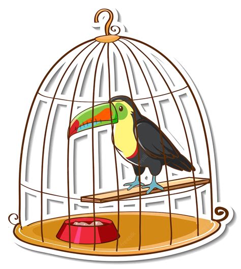 Free Vector | A toucan bird in a cage sticker