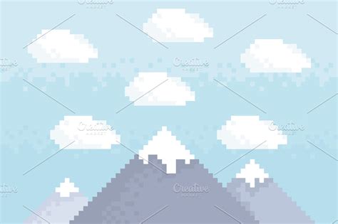 Mountain pixel art ~ Illustrations ~ Creative Market