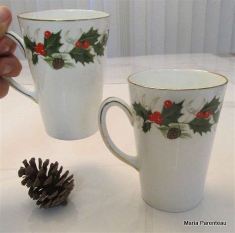 Christmas mugs set, bone china tea cup, vintage china, Christmas ...