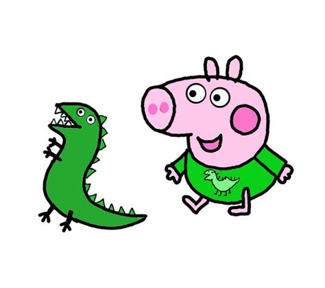 How to Draw George Pig and Mr. Dinosaur from Peppa Pig - Step by Step Easy Drawing Guides ...