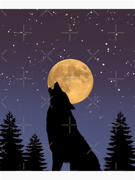 " Wolf Howling at Night - Night Sky - black wolf in the Night" Poster for Sale by elafiamed ...