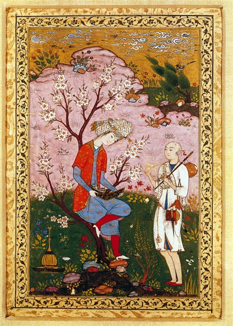 Youth & Dervish in Conversation (ca.1590 CE Safavid Miniature Painting ...