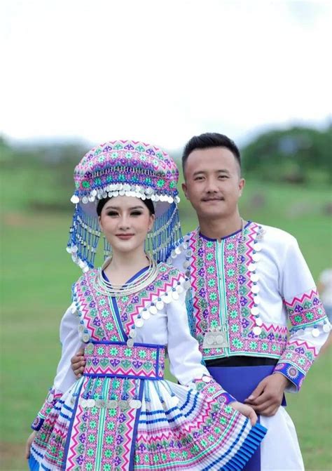 Stunning Authentic Hmong Dress Set of Men and Women Tribal Dress Handmade Velvet With Tassels ...