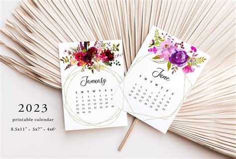 2023 Floral Calendar Printable 2023 Desk Calendar Digital - Etsy