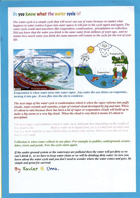 Water Cycle Explanation Text