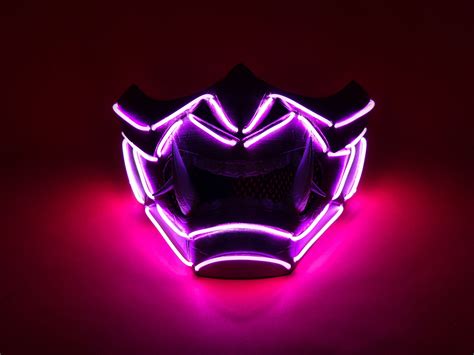 Glowing Cyberpunk Oni Mask Cyber Oni Mask Menpo Mask - Etsy