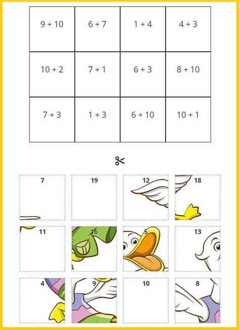 Math Addition Puzzles To 20: ONLINE + Printable