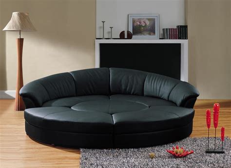 Modern Circular Sectional Sofa in Black Leather - Modern - Living Room ...