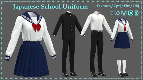 Japanese School Uniform for Male and Female 3D model | CGTrader