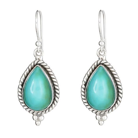 Ladies Sterling Silver Turquoise Dangle Earrings
