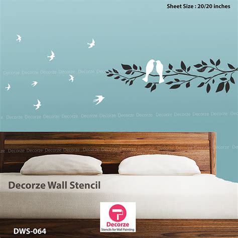 Bedroom wall painting ideas | tree branch stencils | Wall Painting ...