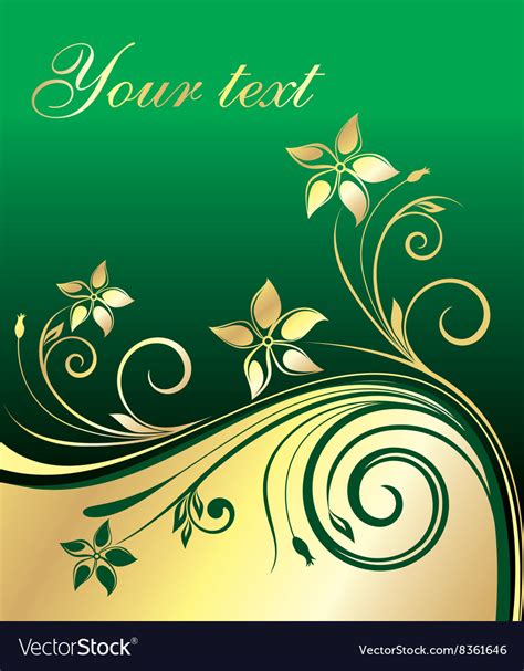 Green and gold floral design Royalty Free Vector Image