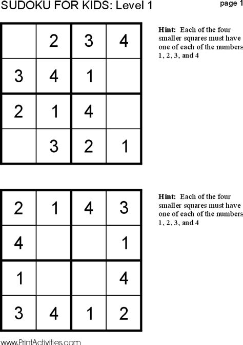 Sudoku 4x4 Easy With Answers