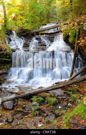 Wagner waterfalls Munising Michigan Upper Peninsula Stock Photo - Alamy