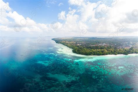 Aerial view tropical beach island reef caribbean sea at Kei - stock ...