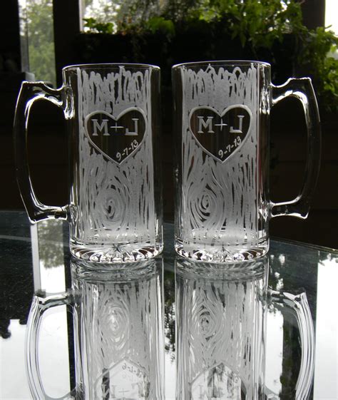 Set of 2 Personalized Hand Engraved 25oz Beer Mugs With Carved - Etsy