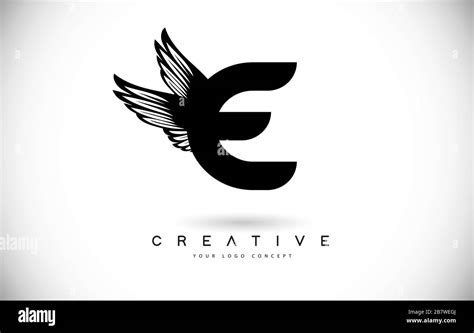 E Letter Logo with Wings. Creative Wing Letter E Logo icon Design Vector Illustration Stock ...