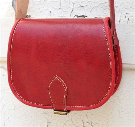 Red Leather Saddle Bag Cross Body Bag Womens Leather Bag | Etsy ...