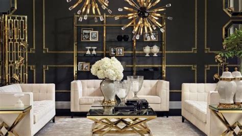 Black Gold And White Living Room Decor : Accent Moore Grasscloth Feather Architecturendesign ...