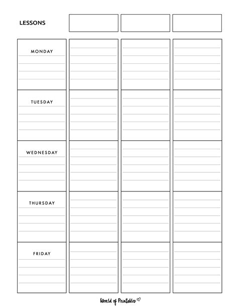 Lesson Plan Templates - World of Printables