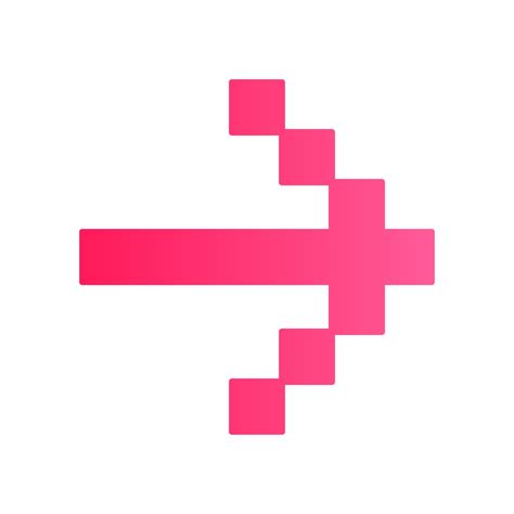 Pixel pink arrow flat design long shadow color icon. Forward indicator, right marker. Indicating ...