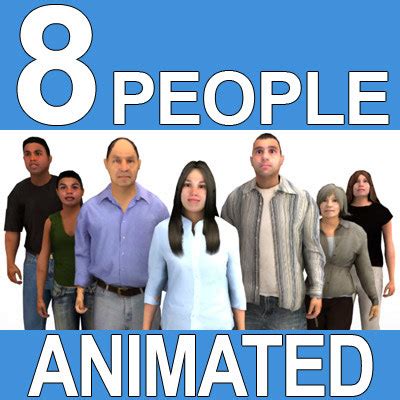 3d animations 8 pre-animated people casual model