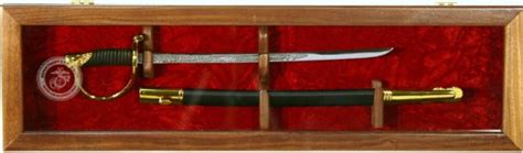 18" Walnut USMC NCO Sword Display Case - Military Sword Displays