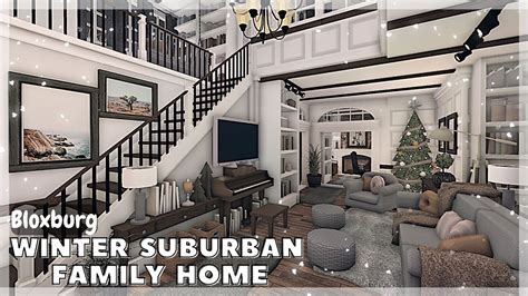 BLOXBURG: Winter Suburban Family Home Speedbuild (interior + full tour) Roblox House Build - YouTube