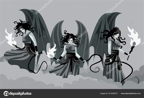 Erinyes Furies Greek Mythology Goddesses Vengeance Stock Vector Image by ©matintheworld #421058276